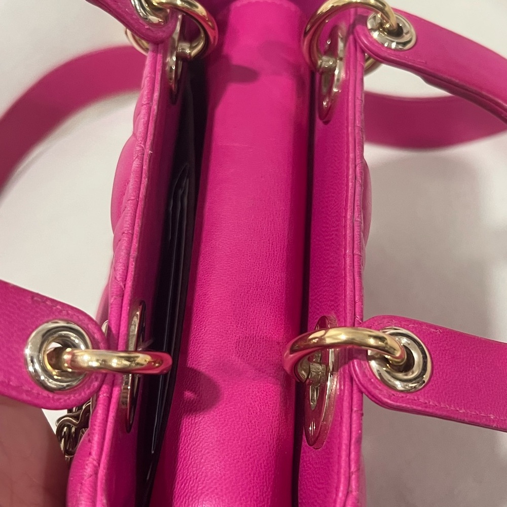 Lady Dior Pink Small Quilted with gold tone hardware pins strap - Picture 7 of 10